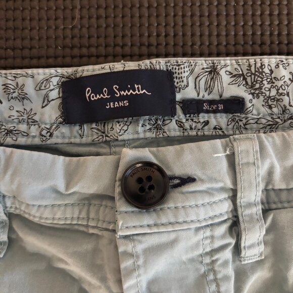 Paul Smith Jeans Chino Shorts Men’s Size 31 – Light Green-Blue, Designer Casual - Picture 2 of 4